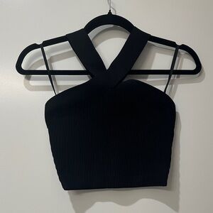 Aritzia Black Cross-Strap Crop Top